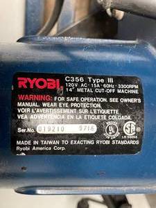 lot 379 image: Ryobi 14 Inch Metal Cut Off Machine