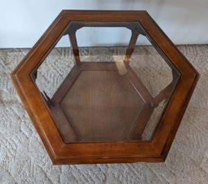 lot 369 image: Vintage Glass Topped Accent Table
