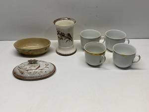 T & R Boote Dishes and Gold Gilded Cups