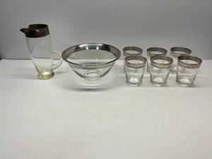 Mid Century Dororthy Thorpe Silver Rim Glassware