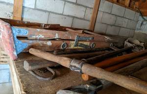lot 22 image: Ladder, Pole Saw, Pitchfork and Con...