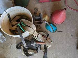 lot 12 image: Bucket with Boat Winch, Large Funne...