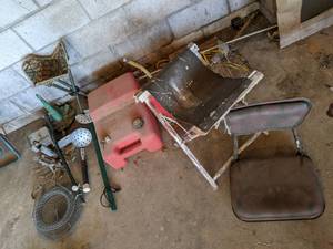lot 29 image: Fishing Lot (Boat Gas Can, Stools, ...