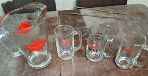 lot 110 image: Vintage Grain Belt Glass Pitcher, a...