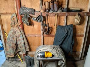 lot 122 image: Rain Boots, Camouflage Gear and Mor...
