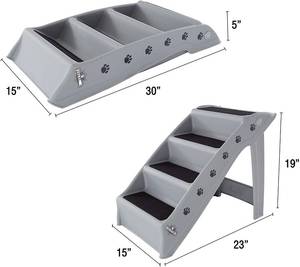 PETMAKER Folding Plastic Pet Stairs, 4 Steps, Gray