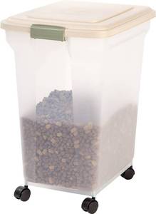 IRIS Premium Airtight Pet Food Storage Container, 55-Pounds, Almond  & IRIS Airtight Pet Food Storage Combo
