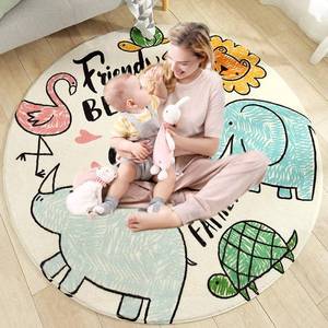 Abreeze Kids 4ft, Animal Theme Round Area Rug