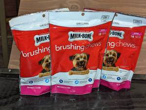 3 Bags of Milk-Bone Brushing Chews Dental Treats, Mini