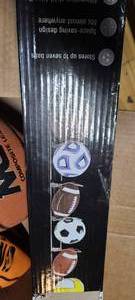 Ball Rack Organizer and 2 Basketballs
