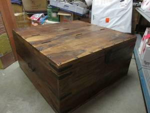 lot 134 image: (A-4) Large Wood Storage Box (Cofff...