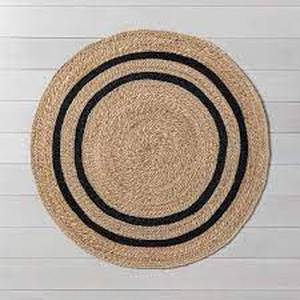 Round 5 Double Stripe Braided Jute Area Rug - Hearth & Hand with Magnolia