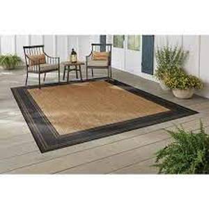 Brown with Black Border 8 ft. x 10 ft. IndoorOutdoor Area Rug