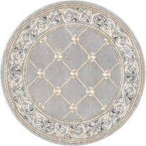 Well Woven Timeless Fleur De Lis Grey Traditional Trellis Floral Border 5 ft. x 5 ft. Round Area Rug