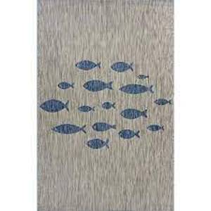 LR Home Coastal Gray  Blue 5 ft. x 7 ft. Aqua Fish IndoorOutdoor Area Rug