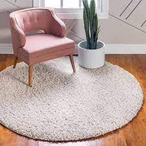 Unique Loom Davos Shag Linen 5 ft. x 5 ft. Round Area Rug