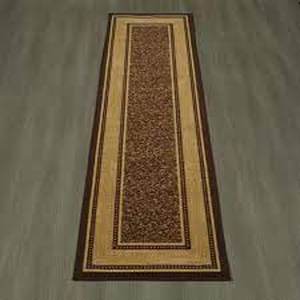 Ottohome Collection Rubberback Bordered Brown 2 ft. 7 in. x 9 ft. 10 in., Runner