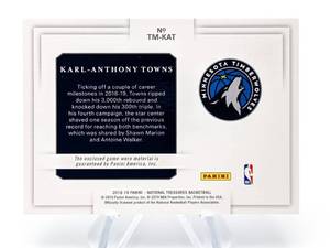 2018 Karl Anthony Towns National Treasures Timeline Game-Worn Patch #2899