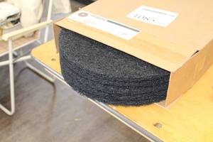 lot 1085 image: Lot of (5) Virginia Abrasives Black Stripper Thick Line 17 Floor Maintenance Pads