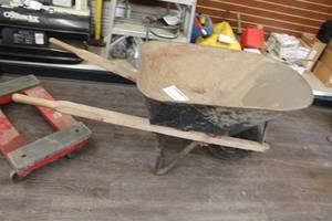 lot 1131 image: Metal Wheelbarrow with Wood Handles