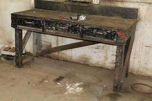 lot 1157 image: Wood 3-drawer Shop Work Bench