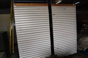 lot 1165 image: Lot of (6) Slat Board Wall Organizer Sections, Hanging Hooks 48x48