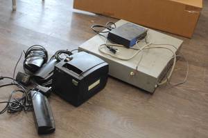 lot 1572 image: POS System - Receipt Printer, DL Scanners (x3), Cash Drawer, Ethernet Switch Box