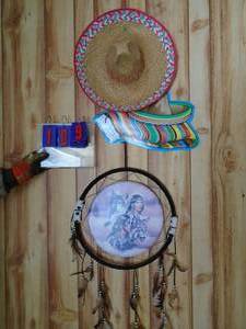 Sombrero-tin sombrero & dream catcher. As shown.