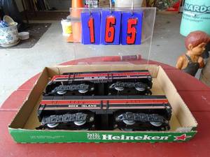0 gauge rock island # 99 engine & passenger car. As shown.