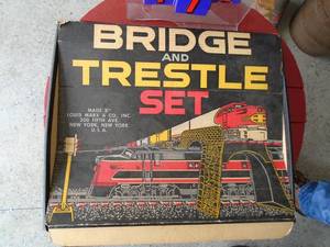 Bridge & trestle set box with model train brochure inside. As shown.