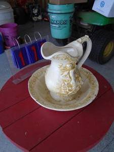 Basin & pitcher. Small chip in pitcher. As shown.