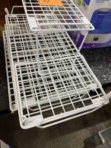 4 ASSORTED WHITE WIRE RACKSSHELVES