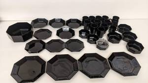 lot 172 image: Vintage 1980s Arcoroc France Black Octime Black 31 Piece set