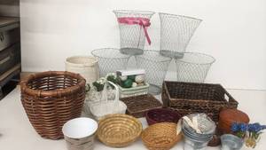 lot 173 image: Huge Collection of Baskets and Galvanized Steel Buckets