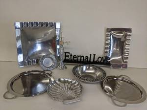 lot 109 image: Gorgeous Pewter and Stainless Steel Serving Collection