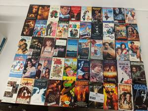 lot 170 image: 50 Assorted VHS Tapes-Robots  Pretty Woman,Kids, 8 Crazy Nights ,Batman Returns,Weekend at Bernies ,Star Wars, Kangaroo Jack, Mrs. Doubtfire, Jasons Lyric, Ghost  And More