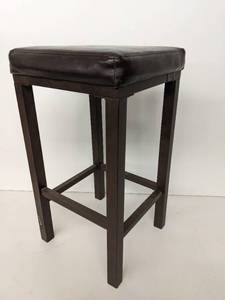 lot 144 image: Leather and Wooden Stool- 29 x 15