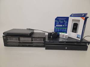 lot 123 image: Assorted Electronics-Nikon Cool Pix 8X Camera, Sony Cyber Shot Camera, LG Trac phone, Toshiba SD-4100 DVD Player, Scott Dolby Cassette Player, Sony DVD Player