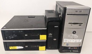lot 122 image: 4 Desktop PC Computers 3 for parts - Gateway works