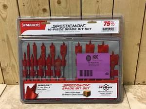 DIABLO 16-Piece SPEEDemon High Speed Steel Spade Bit Set with Pouch&nbsp&nbspCustomer Returns See Pictures