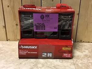 Husky 12 ft. x 1 in. Ratchet Tie-Down Straps with S-Hook (4-Pack)&nbsp&nbspCustomer Returns See Pictures