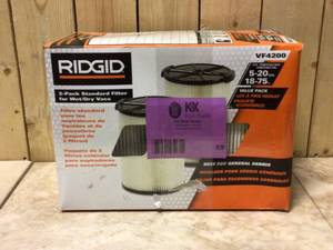 Ridgid VF4200 Genuine Replacement 1-Layer Everyday Dirt WetDry Vac Filter for Ridgid 5-20 Gallon Vacuums (2 pack VF4000)&nbsp&nbspCustomer Returns See Pictures
