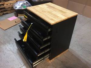 Heavy Duty Welded 18-Gauge Steel 5-Drawer Garage Base Cabinet in Black (28 in. W x 32 in. H x 21.5 in. D) by HuskyDamaged See Pictures