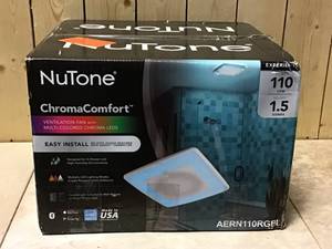 Broan-NuTone ChromaComfort 110 CFM Ceiling Bathroom Exhaust Fan w Customizable Multi-Color LEDs and Smart Phone App Customer Returns See Pictures
