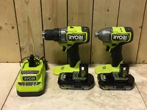 RYOBI ONE HP 18V Brushless Cordless 12 in. DrillDriver and Impact Driver Kit w(2) 2.0 Ah Batteries, Charger Customer Returns See Pictures