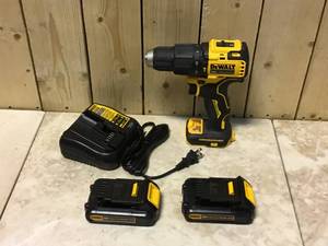 DEWALT ATOMIC 20-Volt MAX Cordless Brushless Compact 12 in. Hammer Drill, (2) 20-Volt 1.3Ah Batteries, Charger &amp Bag Customer Returns See Pictures
