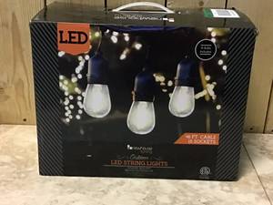 lot 8 image: Newhouse Lighting Outdoor 48 ft. Plug-in S14 Edison Bulb String Light with 16 E26 LED Filament Light Bulbs, Weatherproof, 2-Watt, 2700K &nbspCustomer Returns See Pictures