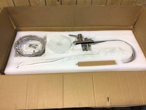 lot 15 image: AKDY 1-Handle Freestanding Floor Mount Roman Tub Faucet Bathtub Filler with Hand Shower in Chrome &nbspCustomer Returns See Pictures