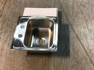 lot 47 image: Elkay 20 Gauge Stainless Steel 15 in. 2-Hole Drop-in Bar Sink &nbspCustomer Returns See Pictures