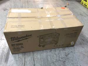 lot 108 image: 40 in. 2-Drawer Steel Work Cart by Milwaukee Customer Returns See Pictures
